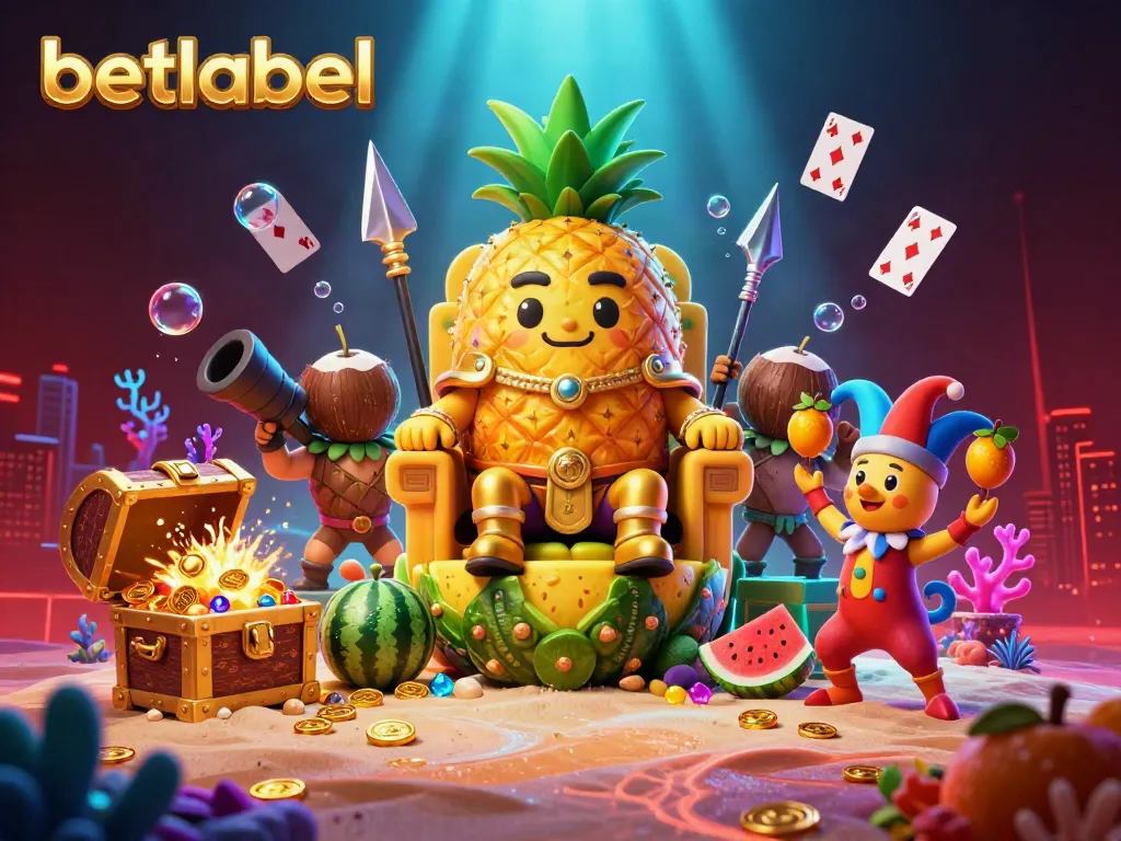 Engage in colorful gameplay adventures at Betlabel's vibrant casino, featuring a jungle theme with characters and floating cards.