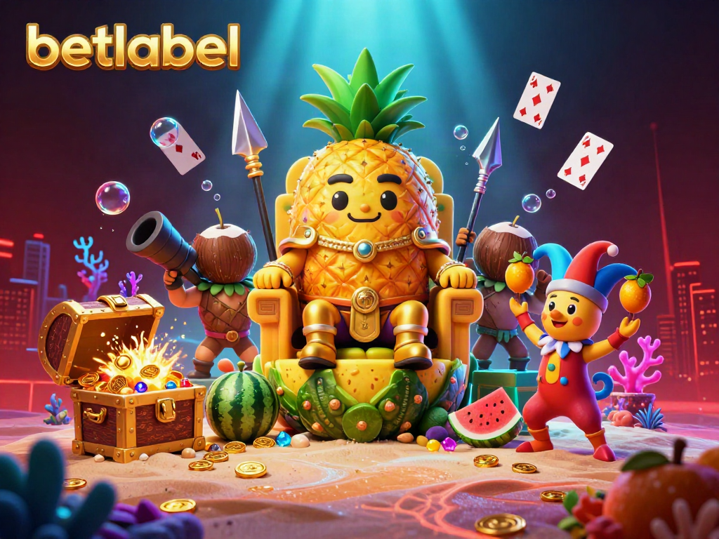 Engage in colorful gameplay adventures at Betlabel's vibrant casino, featuring a jungle theme with characters and floating cards.